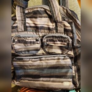 Lug Striped Packable Tote Bag - Black, Grey